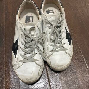 Golden Goose White and Black Sneakers